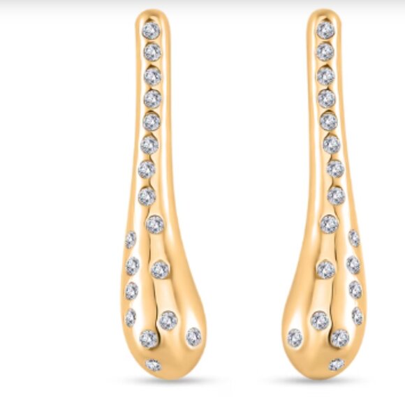 Jewelry - Simulated Diamond Earrings in Goldtone and Stainless Steel
